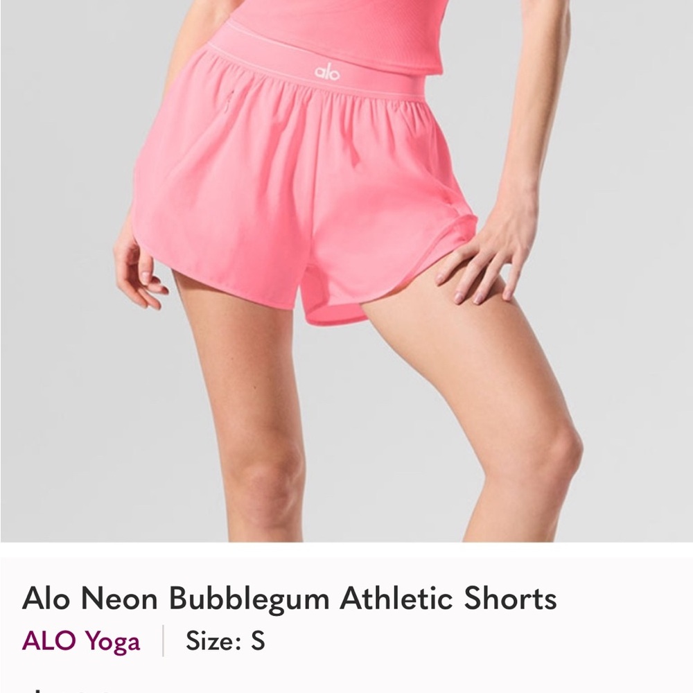 ALO Yoga Neon Bubblegum match point shorts
